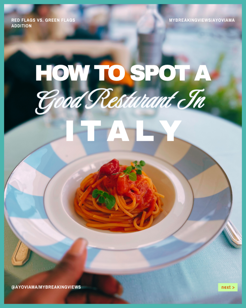 How to spot a good restaurants in Italy